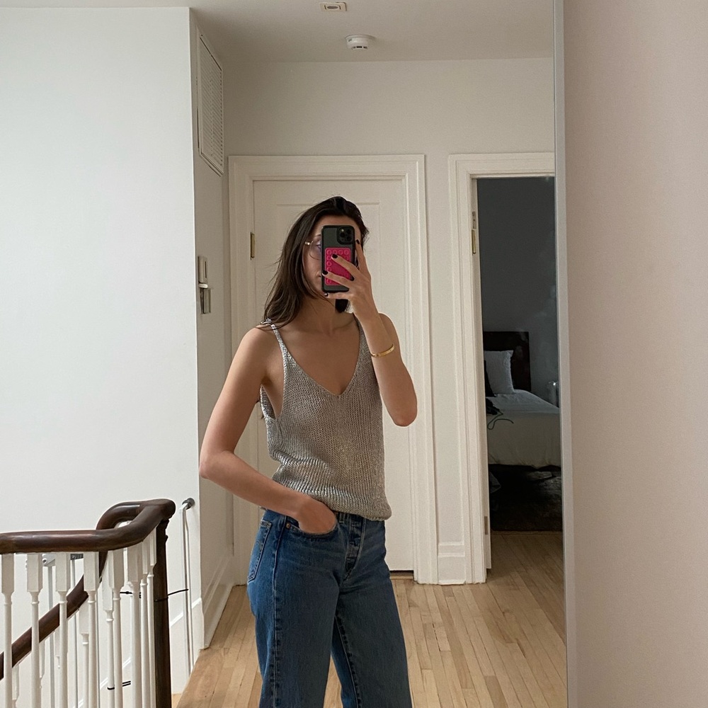 Silver Metallic Camisole Tank Top